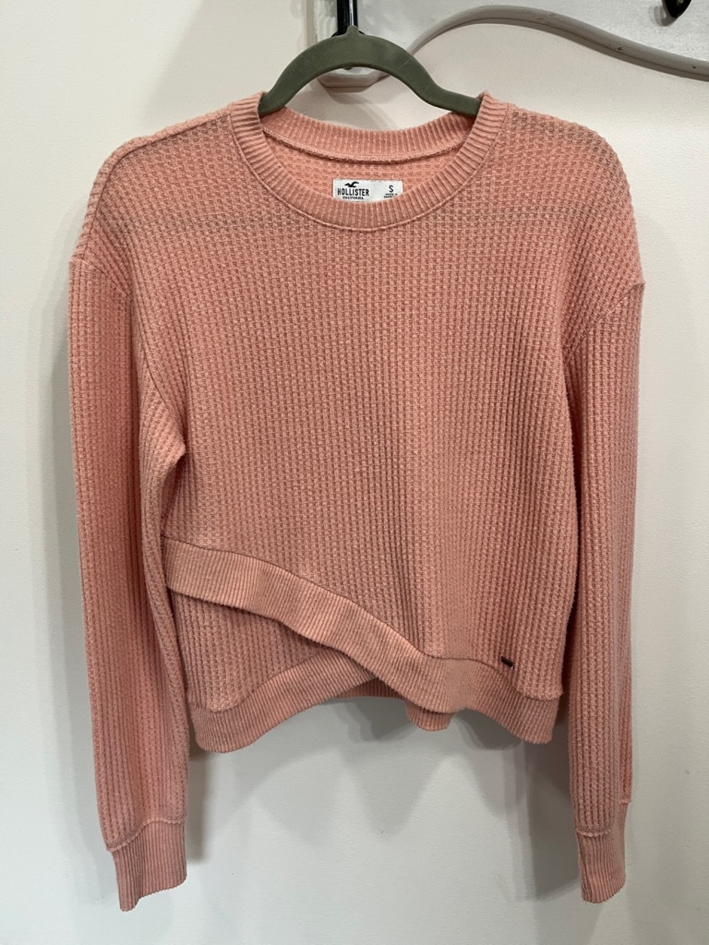 💐5/25$ Hollister pink Waffle Knit Crew Sweater